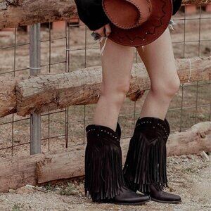 Women's fringe western boots